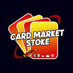 Card Market Stoke logo with four gradient cards
